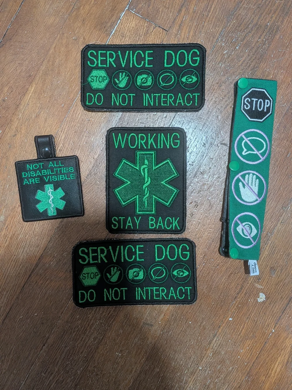 Service Dog Patches and Accessories - Green/Black